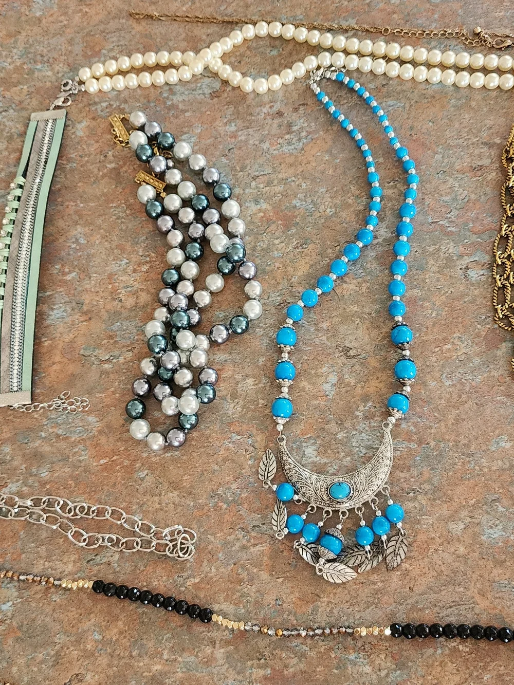 Variety Of Costume Jewelry-Necklaces, Earrings, Bracelets, Matching Sets.